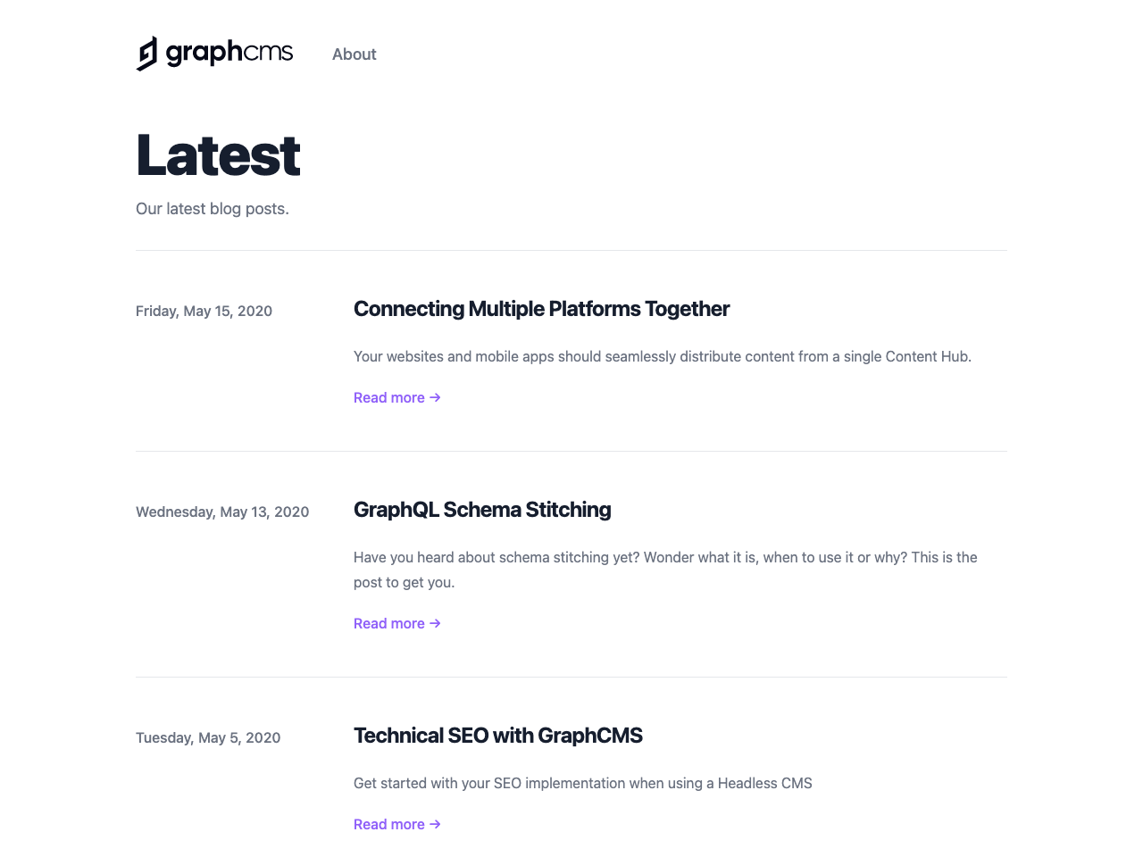 GraphCMS Blog screenshot